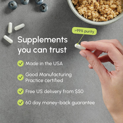 NMN Supplement 500mg - High Purity Nicotinamide Mononucleotide - for Anti-Aging, Cellular Energy & Longevity - 60 Veggie Capsules